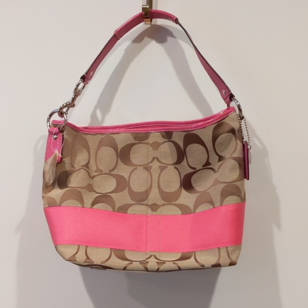 NWT Coach Signature Stripe Hobo Bag